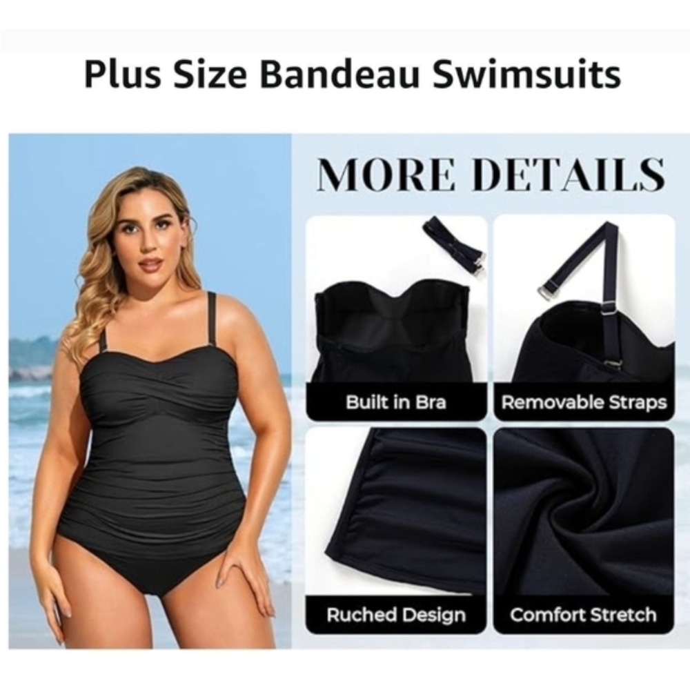 AQUA EVE - 16W Elegant Black Women's Swimwear - Picture 7 of 11